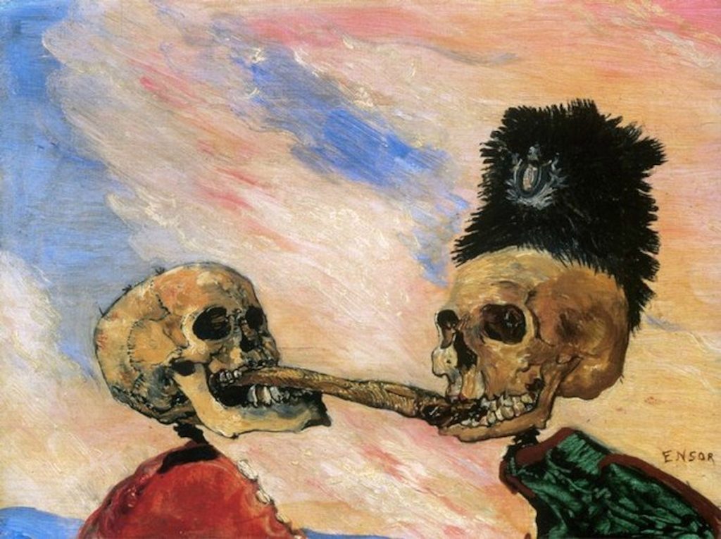The painting by James Ensor of Skeletons Arguing Over a Red Herring or hareng saur shows the cultural impact of smoked herring