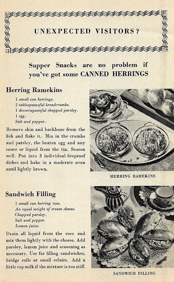 Herring Industry Board recipes for Canned Herring