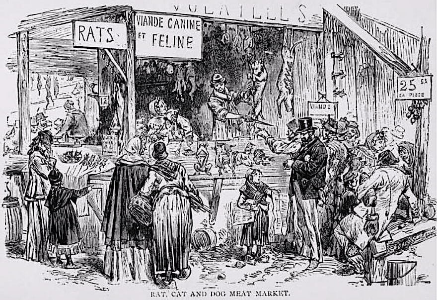 Rat, Cat and Dog Meat Market, illustration from the Siege of Paris