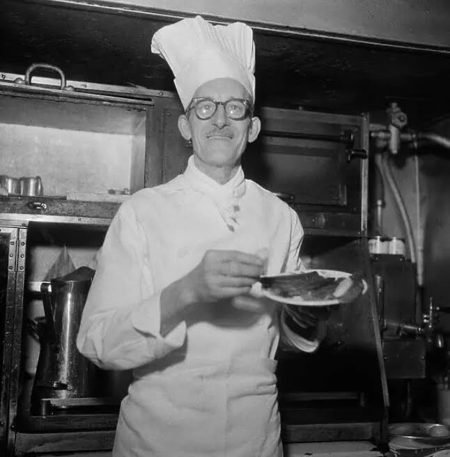 'Chef Arthur Evans with the kippers Sir Laurence declined to eat'