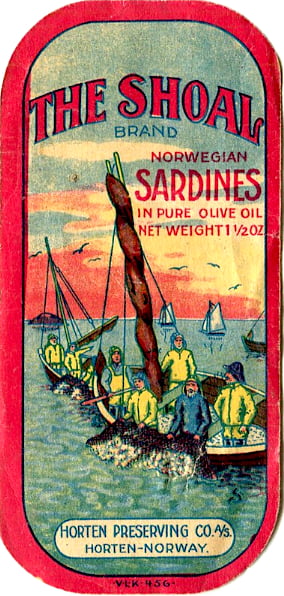 The Shoal brand sardine can label