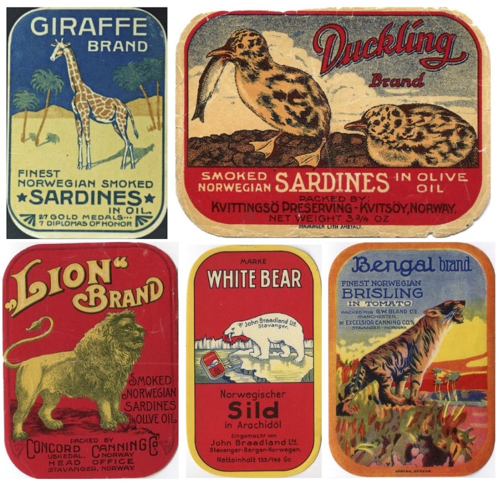 A selection of labels featuring animals