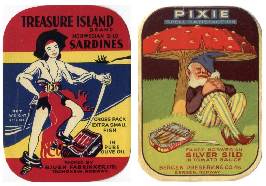 2 'children's book illustrations' labels, Treasure Island and a pixie