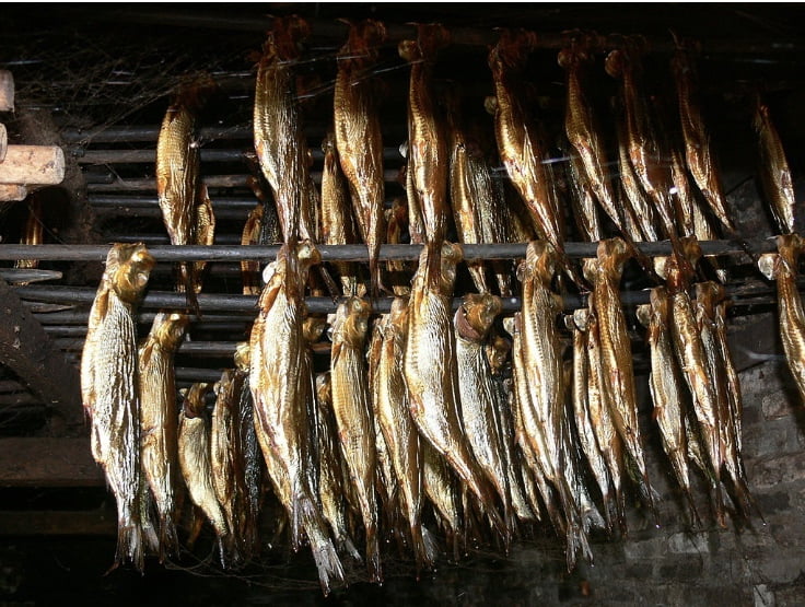 Hareng saur being smoked in Normandy